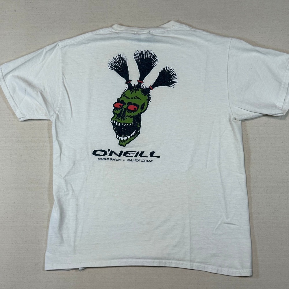 O'Neill Surf Shop Santa Cruz Youth XL White Graphic T-Shirt Green Skull